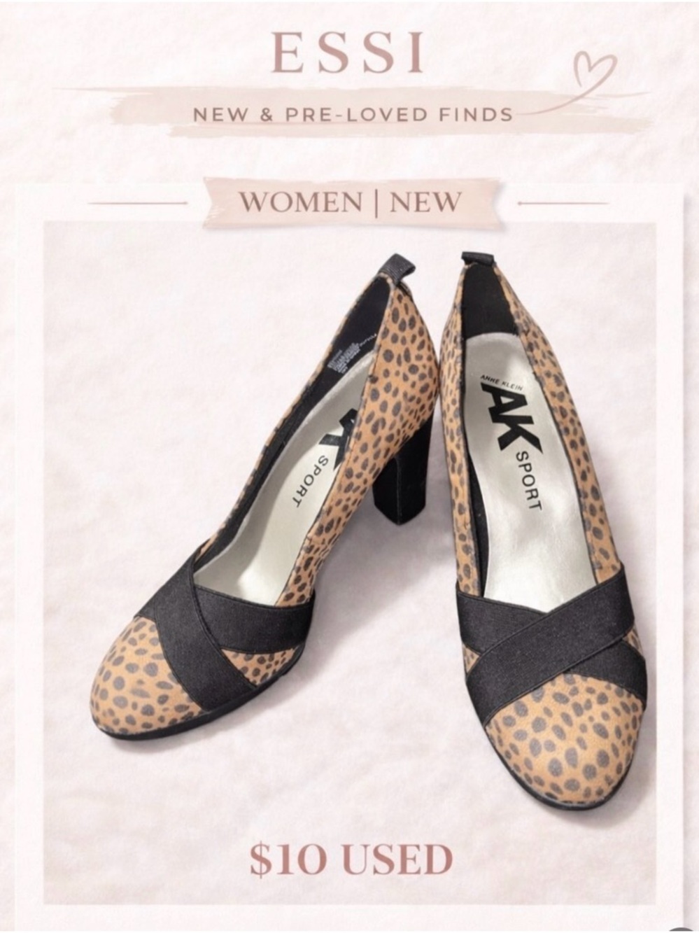 Anne Klein Sport Leopard-Print Block Heel Pumps - Black & Tan